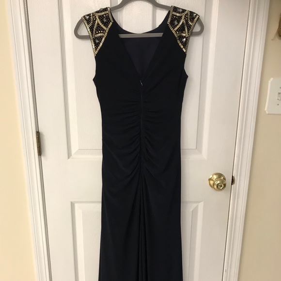 EUC Floor-length Navy Evening Gown - Picture 4 of 5